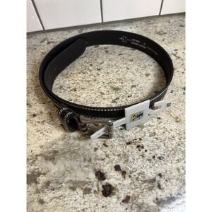 HDXtreme Work Genuine Leather Belt Men Size 32 Black White Stitching Buckle